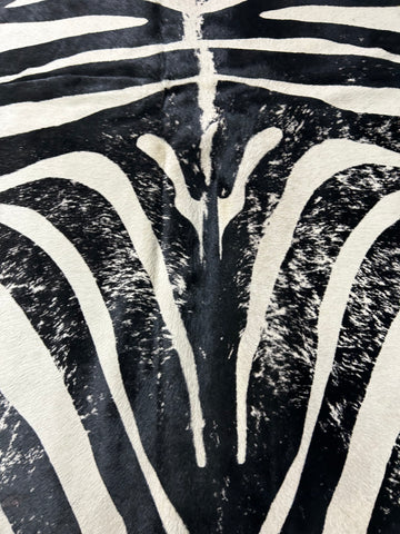 Vintage Zebra Print Cowhide Rug Size: 7.2x6 feet D-258
