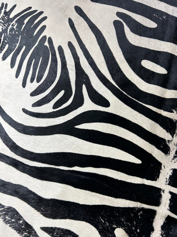 Vintage Zebra Print Cowhide Rug Size: 7.2x6 feet D-258