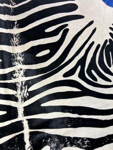 Vintage Zebra Print Cowhide Rug Size: 7.2x6 feet D-258