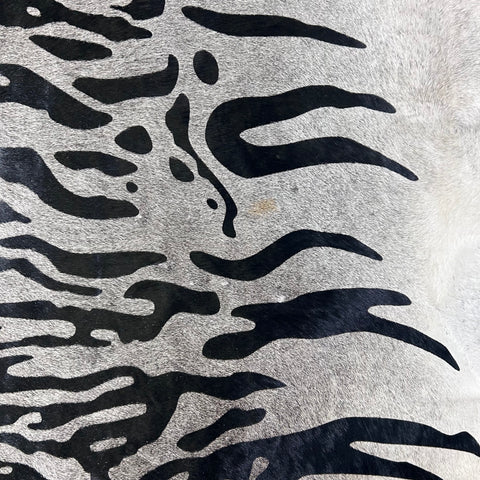 Grey Background Siberian Tiger Cowhide Rug (has one beige spot) Size: 8x6.2 feet D-740