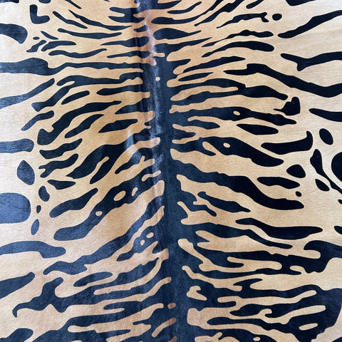 Tiger Print Cowhide Rug Size: 7.5x6.5 feet Z-227