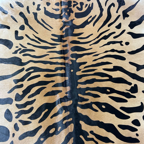 Tiger Print Cowhide Rug Size: 7.5x6.5 feet Z-227