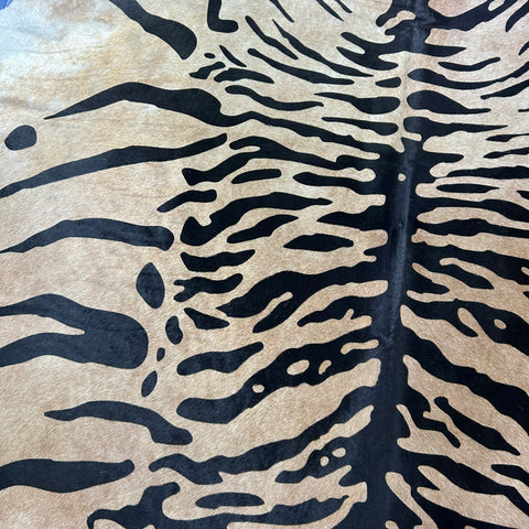Tiger Print Cowhide Rug Size: 8.5x7 feet Z-228