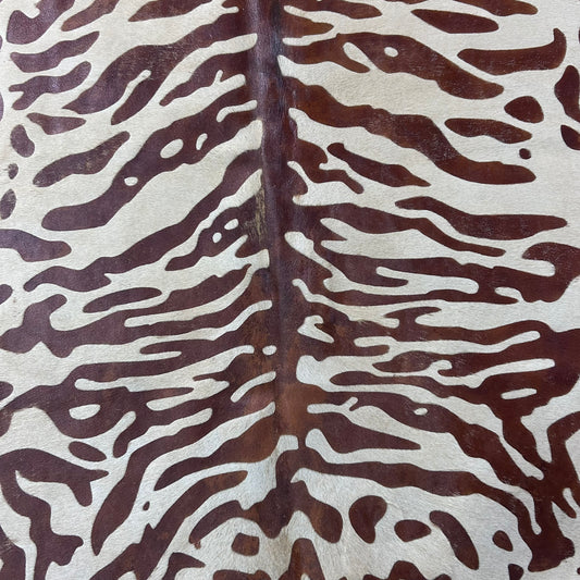 Java Tiger Print Cowhide Rug (stripes are acid washed) Size: 7.5x6.2 feet Z-230
