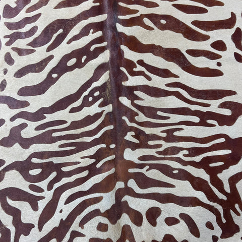 Java Tiger Print Cowhide Rug (stripes are acid washed) Size: 7.5x6.2 feet Z-230