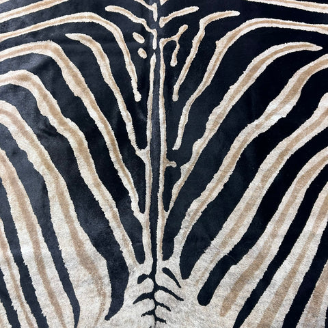 Genuine Zebra Print Cowhide Rug (black inner stripes and brown outer stripes) Size: 7x5.5 feet Z-233