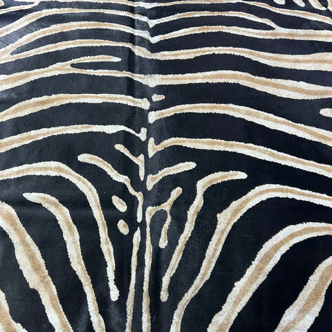 Genuine Zebra Print Cowhide Rug (black inner stripes and brown outer stripes) Size: 7x5.5 feet Z-233