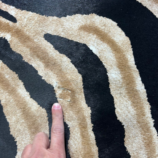 Genuine Zebra Print Cowhide Rug (black inner stripes and brown outer stripes) Size: 7x5.5 feet Z-233