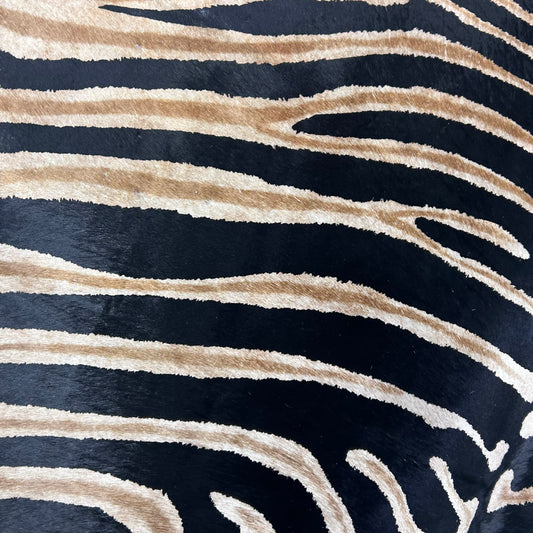 Genuine Zebra Print Cowhide Rug (black inner stripes and brown outer stripes) Size: 7x5.7 feet Z-234
