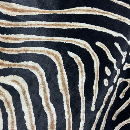 Genuine Zebra Print Cowhide Rug (black inner stripes and brown outer stripes) Size: 7x6 feet Z-236