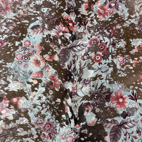 Brown Calf Skin with Floral Acid Washed Size: 40x31" Y-191