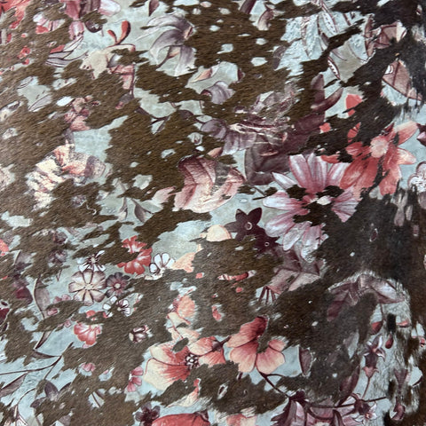 Brown Calf Skin with Floral Acid Washed Size: 40x31" Y-191