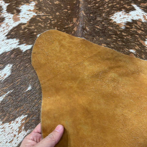 Dyed Orange Acid Washed Calf Skin Size: 36x31" Y-193