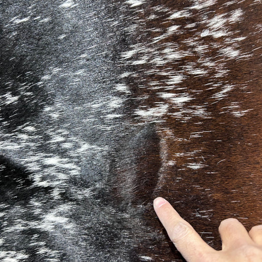 Reddish Brown Speckled Belly Cowhide Rug Size: 7x6.5 feet D-758