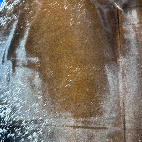 Reddish Brown Speckled Belly Cowhide Rug Size: 7x6.5 feet D-758