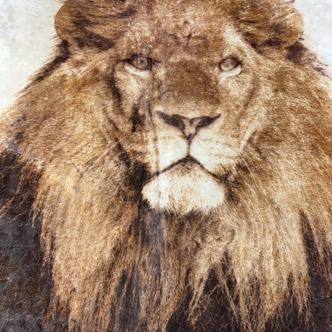 Lion Print Cowhide Rug Size: 7x6.2 feet D-769