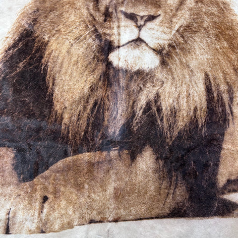 Lion Print Cowhide Rug Size: 7x6.2 feet D-769