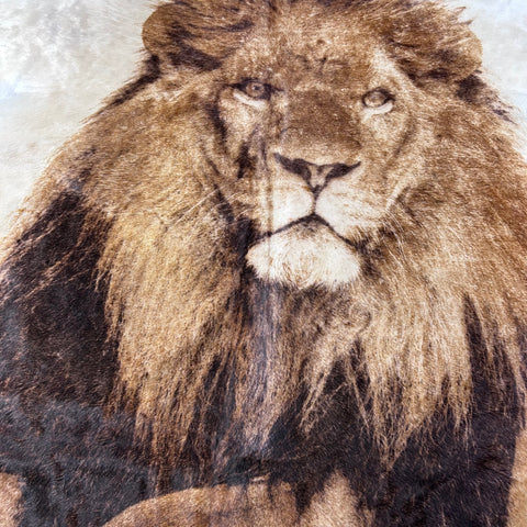 Lion Print Cowhide Rug Size: 7x6.2 feet D-769