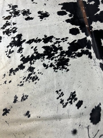 Beautiful & HUGE Speckled Cowhide Rug (some brown spots mixed with the black) Size: 8.7x7 feet D-296