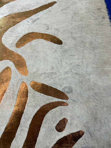 Bronze Metallic Zebra Print Cowhide Rug Size: 7.2x6.2 feet D-298
