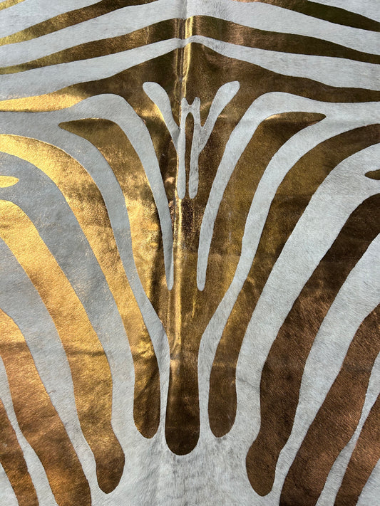 Bronze Metallic Cowhide Rug Size: 7x6.2 feet D-299
