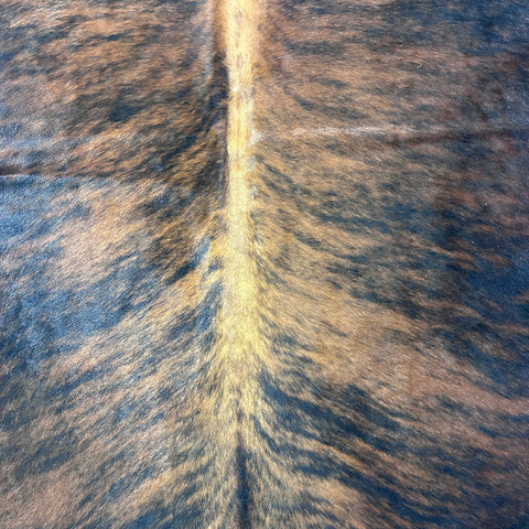 Dark Brindle Cowhide Rug with Lighter Brown Center Size: 7x5.7 feet L-003