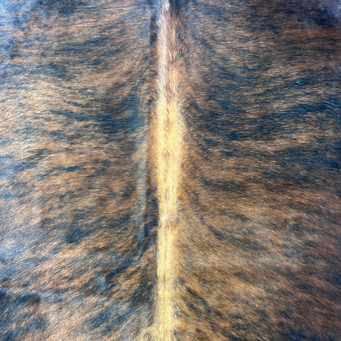 Dark Brindle Cowhide Rug with Lighter Brown Center Size: 7x5.7 feet L-003