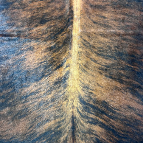 Dark Brindle Cowhide Rug with Lighter Brown Center Size: 7x5.7 feet L-003