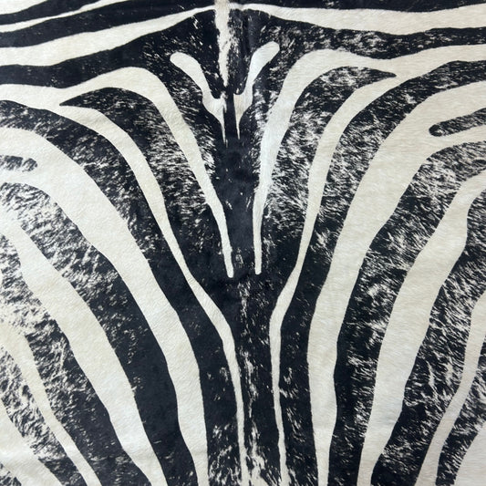 Distressed Zebra Cowhide Rug Size: 7x5.5 feet J-099