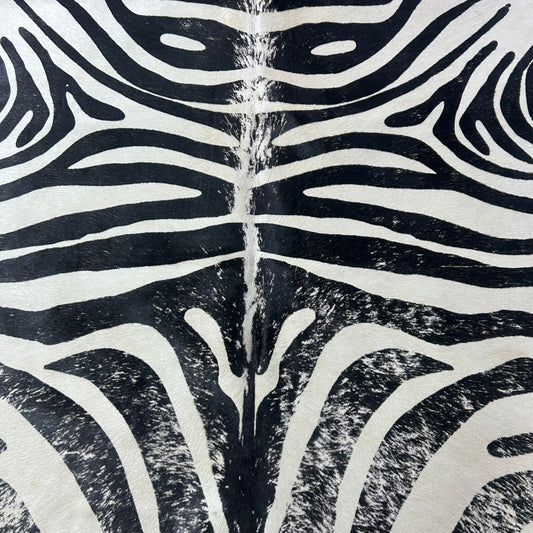 Distressed Zebra Cowhide Rug Size: 7x6 feet J-101
