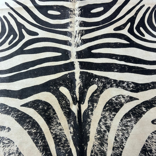 Distressed Zebra Cowhide Rug Size: 7.2x5.7 feet J-102