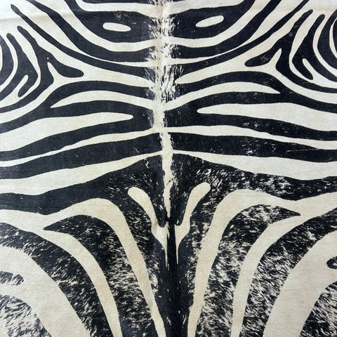 Distressed Zebra Cowhide Rug Size: 7.2x5.7 feet J-102