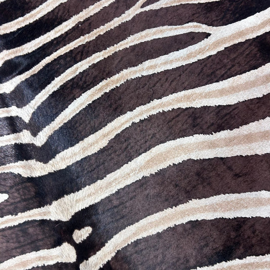 Genuine Zebra Brown Stripes Cowhide Rug Size: 7x5.7 feet J-103