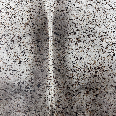 Grey Cowhide Rug with Tricolor Speckled Print Size: 7.7x7 feet Z-238