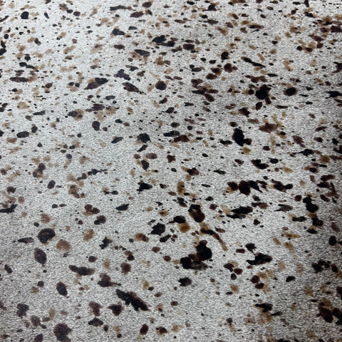 Grey Cowhide Rug with Tricolor Speckled Print Size: 7.7x7 feet Z-238