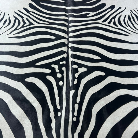 African Zebra Print Cowhide Rug Size: 7x6 feet Z-239