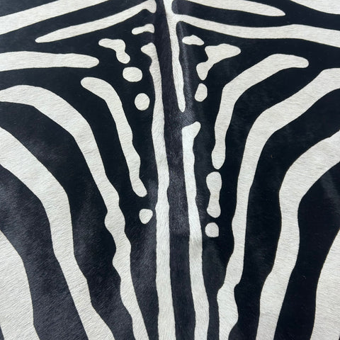 African Zebra Print Cowhide Rug Size: 7x6 feet Z-239