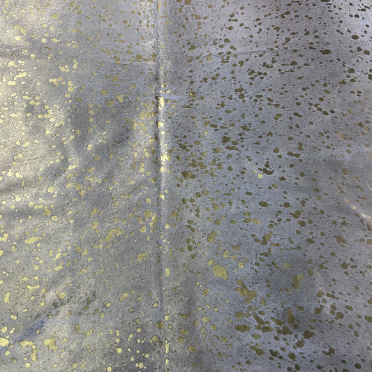 Gold Metallic Acid Washed Cowhide Rug Size: 8x8 feet J-104