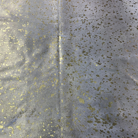 Gold Metallic Acid Washed Cowhide Rug Size: 8x8 feet J-104