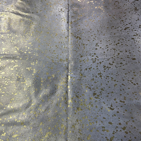 Gold Metallic Acid Washed Cowhide Rug Size: 8x8 feet J-104
