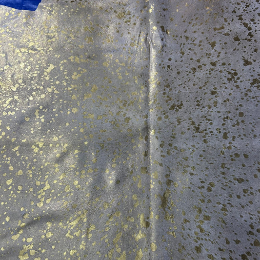 Gold Metallic Acid Washed Cowhide Rug Size: 7.2x6.7 feet J-106