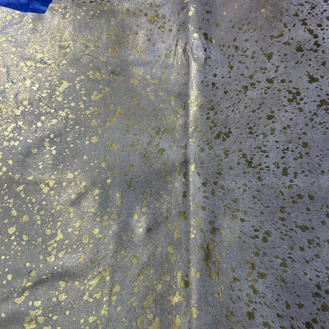 Gold Metallic Acid Washed Cowhide Rug Size: 7.2x6.7 feet J-106