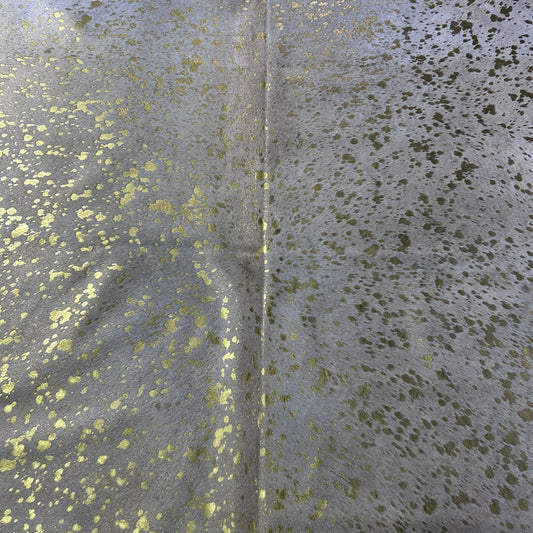 Gold Metallic Acid Washed Cowhide Rug Size: 7x6.2 feet J-107