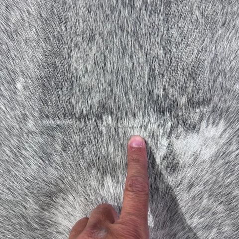 Solid Light Grey Cowhide Rug (some scars and some beige mixed in) Size: 7.2x7 feet Y-094