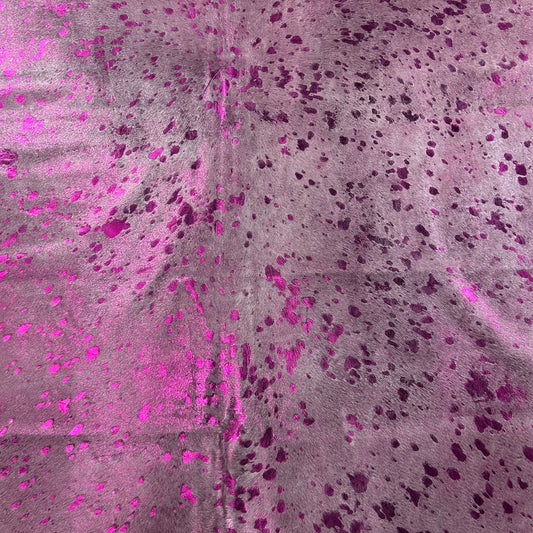 Pink Metallic Cowhide Rug Size: 8x7 feet Y-097
