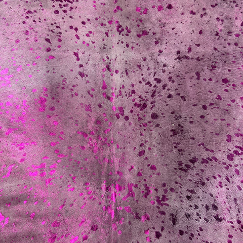 Pink Metallic Cowhide Rug Size: 8x7 feet Y-097