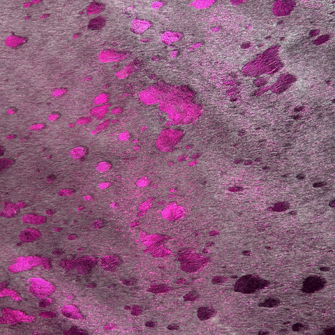 Pink Metallic Cowhide Rug Size: 8x7 feet Y-097