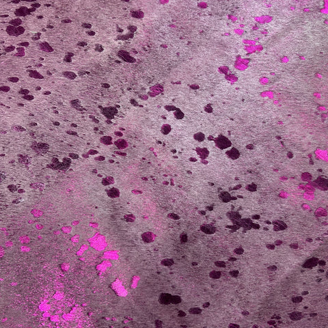 Pink Metallic Cowhide Rug Size: 8x7 feet Y-097