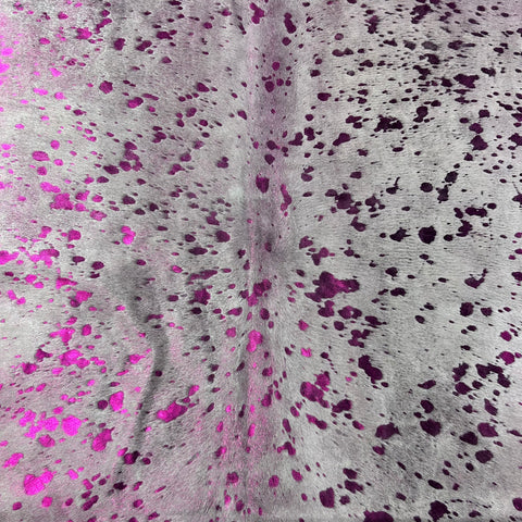 Pink Metallic Cowhide Rug Size: 7x6.5 feet Y-101