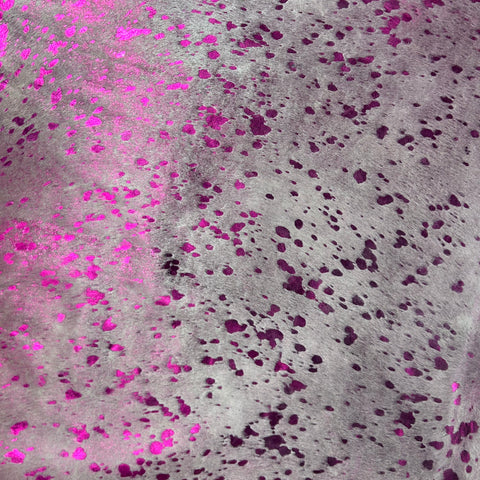 Pink Metallic Cowhide Rug Size: 7x6.5 feet Y-101